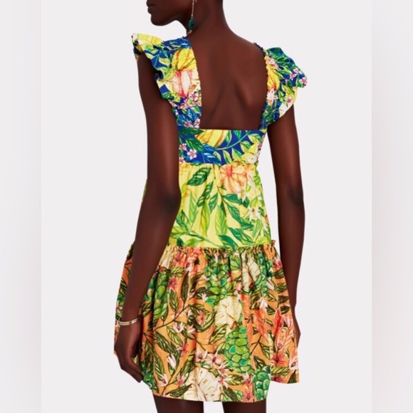 FARM Rio Tropical Print Mini Dress - Green, Yellow, Orange - Picture 4 of 16